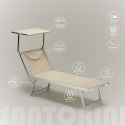 2 transats de plage bain de soleil professionnels en aluminium Santorini 