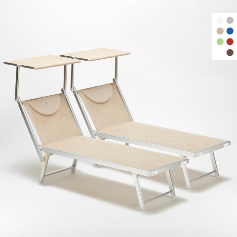 2 transats de plage bain de soleil professionnels en aluminium Santorini Promotion