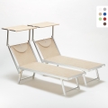 2 transats de plage bain de soleil professionnels en aluminium Santorini Promotion