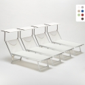 4 transats de plage bain de soleil professionnels en aluminium Santorini 