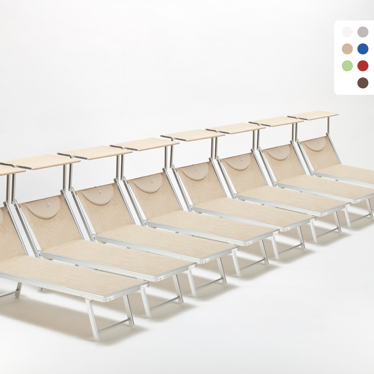 20 transats de plage et jardin bains de soleil en aluminium Santorini Catalogue