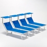 4 transats de plage bain de soleil professionnels en aluminium Santorini 