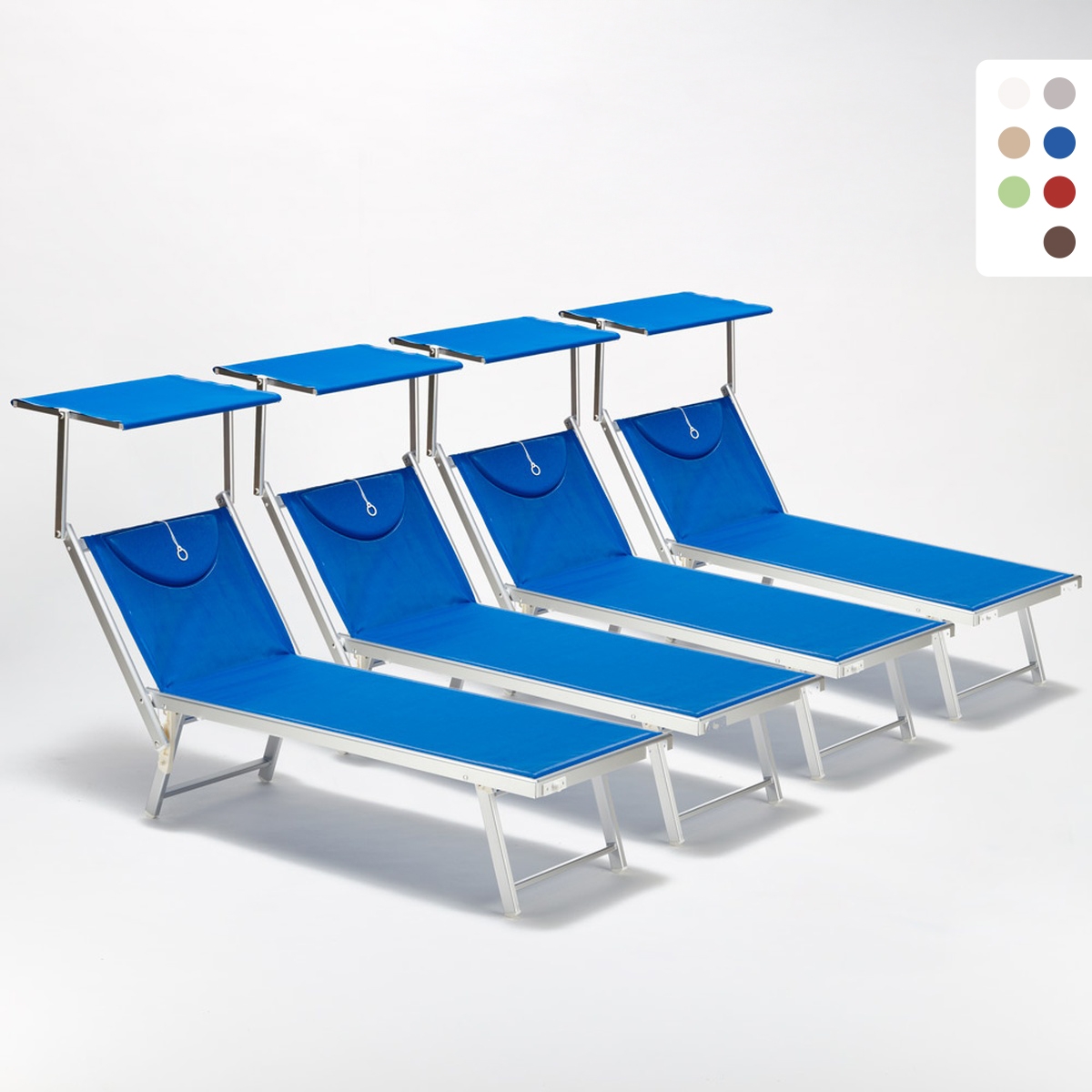 4 transats de plage bain de soleil professionnels en aluminium Santorini 4 transats de plage bain de soleil professionnels en aluminium Santorini