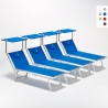 4 transats de plage bain de soleil professionnels en aluminium Santorini 