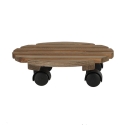 Chariot rond pour plantes en bois avec roulettes 