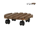 Chariot rond pour plantes en bois avec roulettes Offre