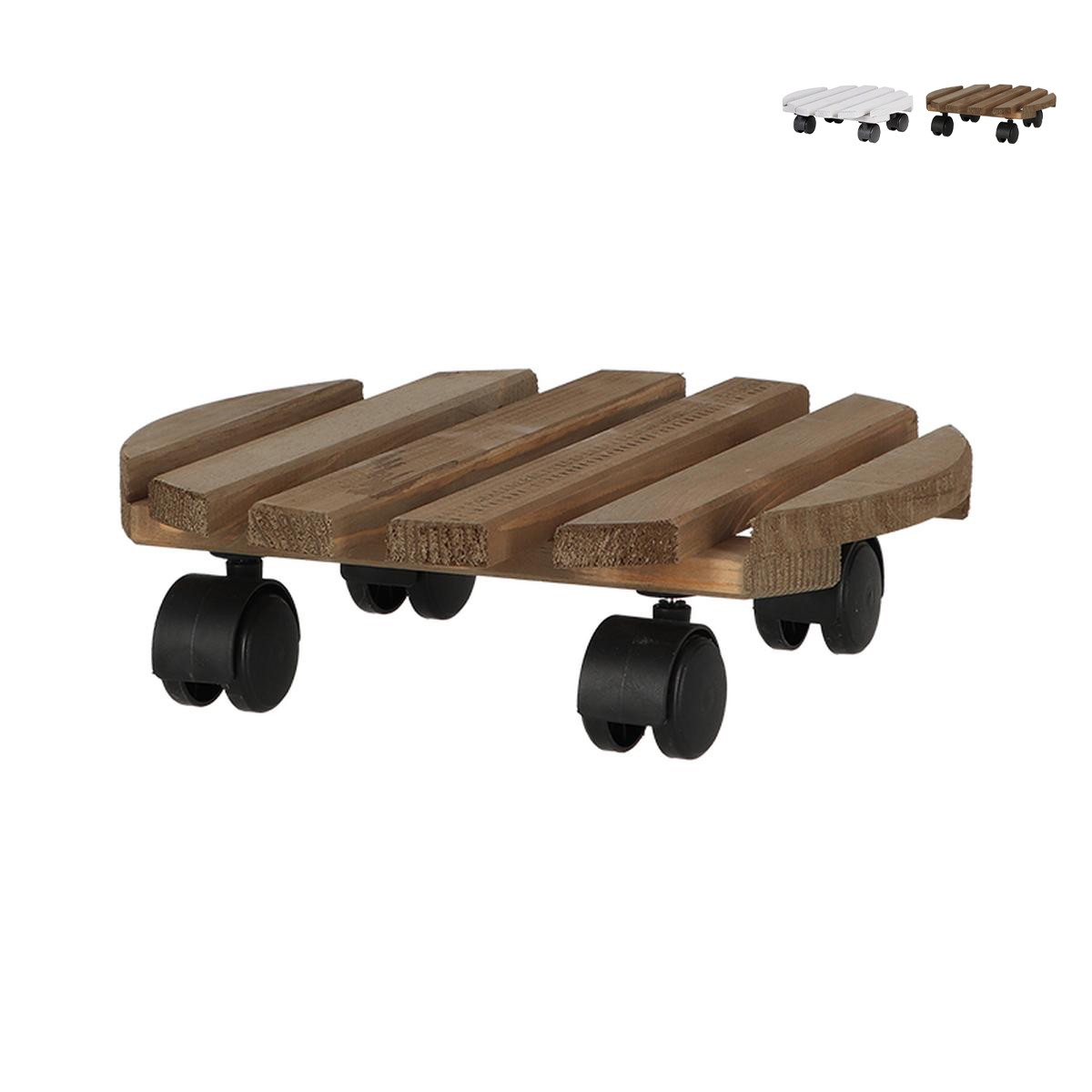 Chariot rond pour plantes en bois avec roulettes Offre