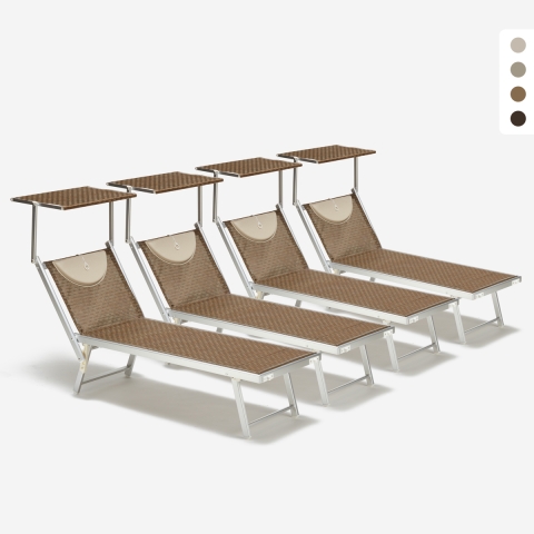 4 transats de plage bains de soleil en aluminium Santorini Limited Edition Promotion