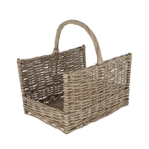 Panier à bûches en osier avec poignée 45,8x36x51,5 cm Promotion