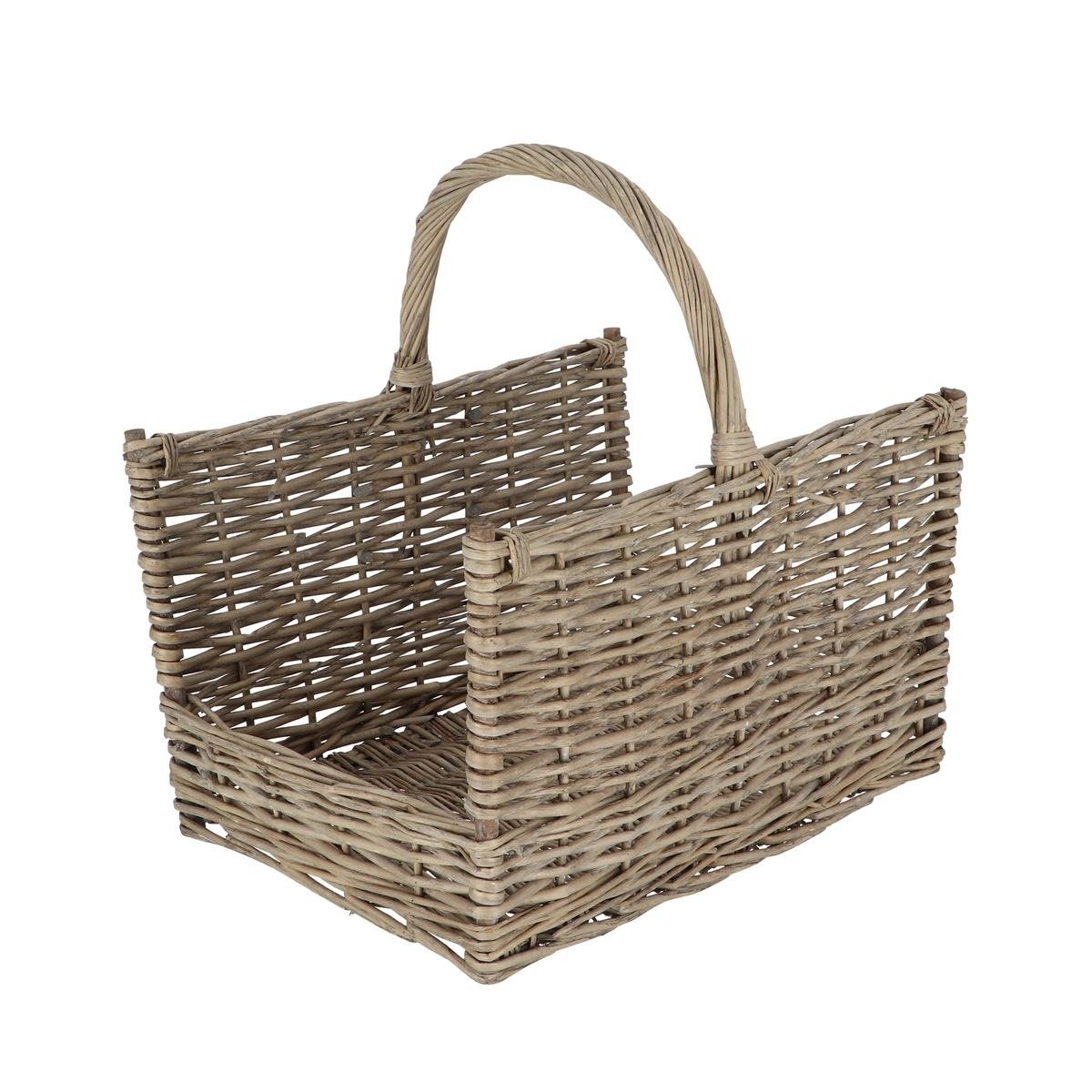 Panier à bûches en osier avec poignée 45,8x36x51,5 cm