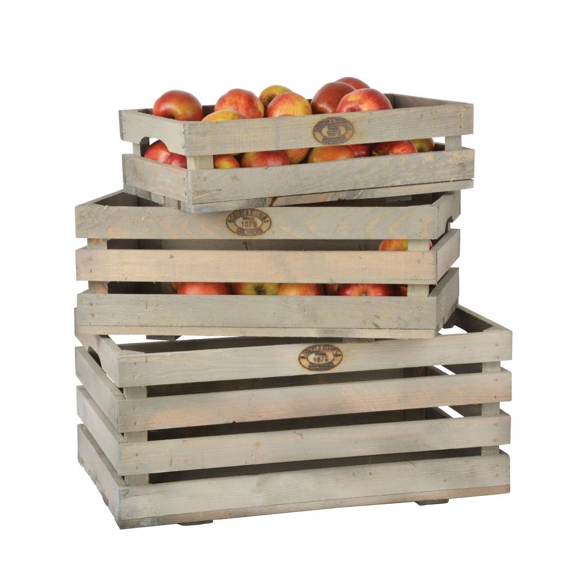 Ensemble de 3 caisses en bois FSC pour fruits et légumes