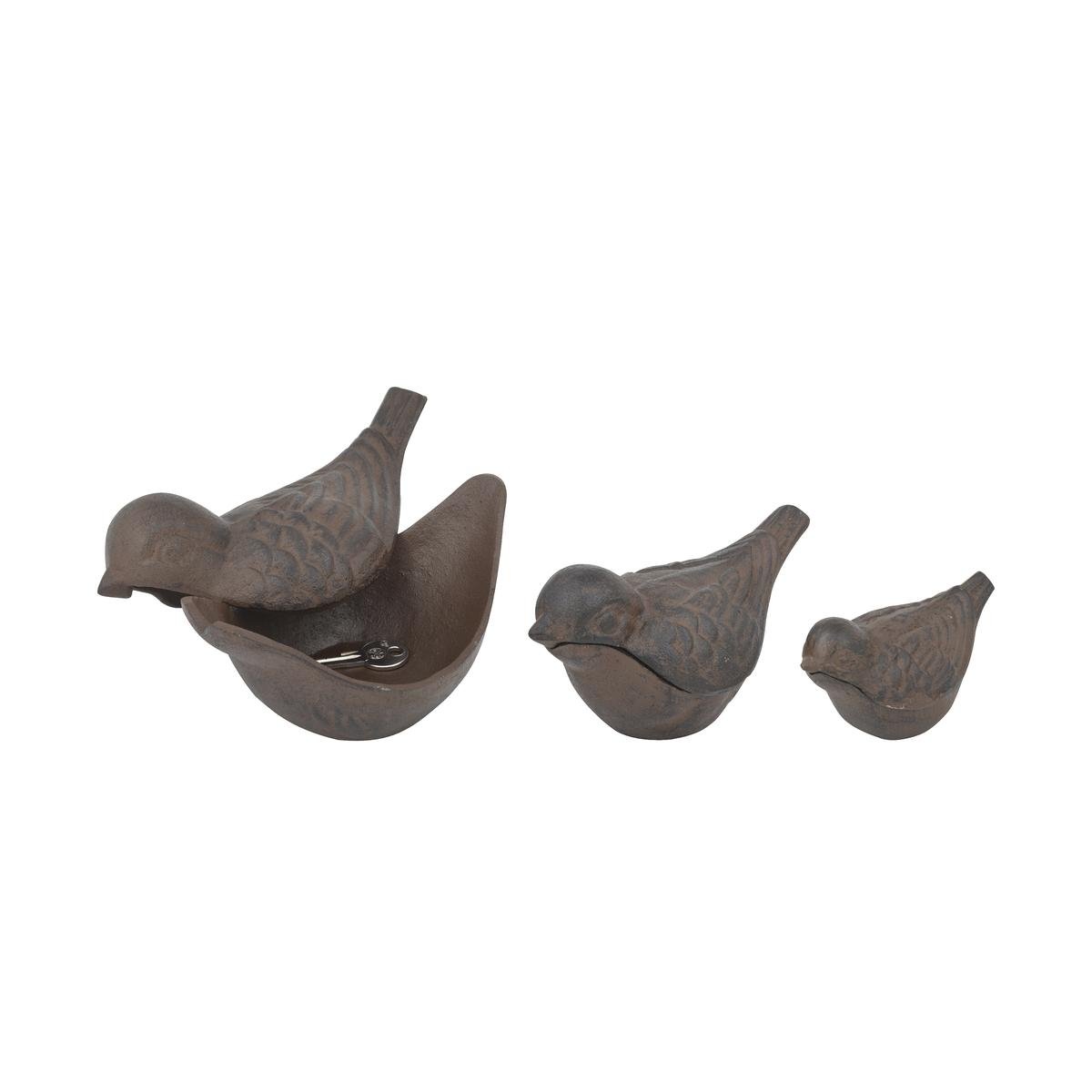 Set de 3 oiseaux en fonte porte-clés matriochka ouvrables