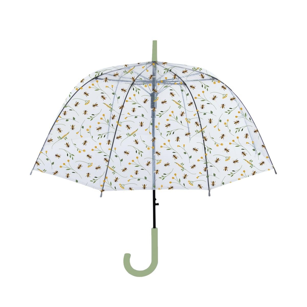 Parapluie transparent à motif d'abeilles et fleurs