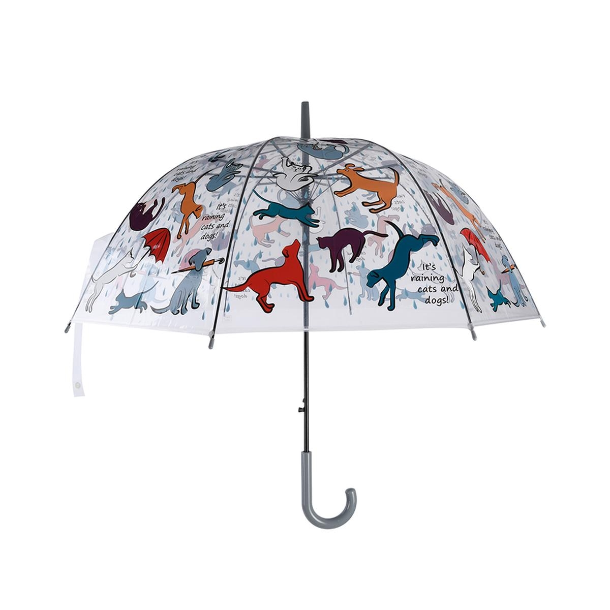 Parapluie transparent avec imprimé chiens et chats
