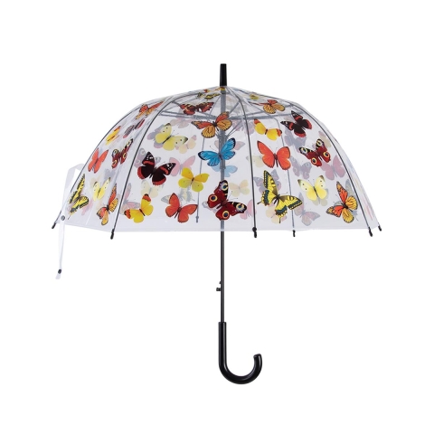 Parapluie transparent avec imprimé papillons colorés Promotion