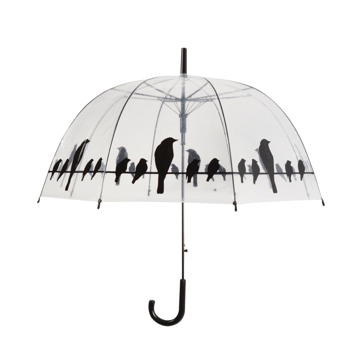 Parapluie transparent avec décoration d'oiseaux sur fil