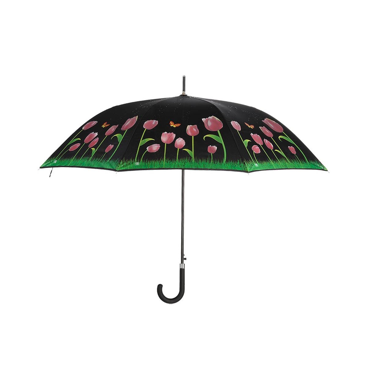 Parapluie à tulipes changeant de couleur sous la pluie