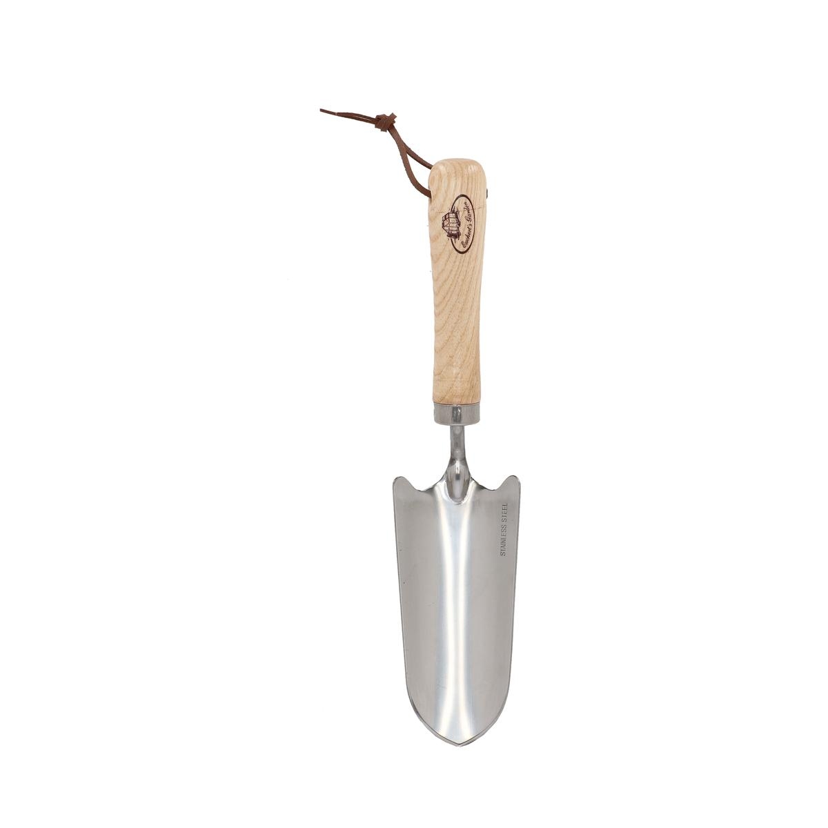 Transplantoir de jardinage en acier inoxydable avec manche en bois