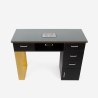 Table manucure esthéticienne noir aspirateur plateau en verre Glamos Remises