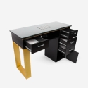 Table manucure esthéticienne noir aspirateur plateau en verre Glamos Réductions