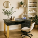 Table manucure esthéticienne noir aspirateur plateau en verre Glamos Vente