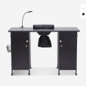 Table manucure avec roues aspirateur lampe blanc noir Talos Promotion