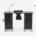 Table manucure avec roues aspirateur lampe blanc noir Talos Promotion