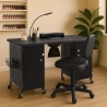 Table manucure avec roues aspirateur lampe blanc noir Talos Vente