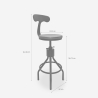 Tabouret de bar cuisine vintage industriel réglable avec dossier Junt Réductions