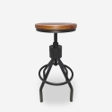 Tabouret de bar industriel en bois et métal réglable à vis Skiv Promotion