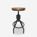 Tabouret de bar industriel en bois et métal réglable à vis Skiv Promotion