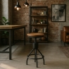 Tabouret de bar industriel en bois et métal réglable à vis Skiv Vente
