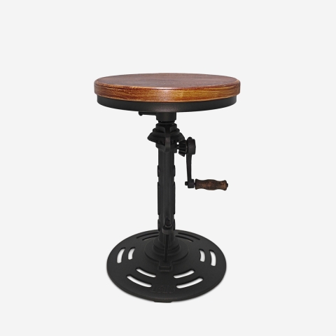 Tabouret vintage de bar industriel réglable avec manivelle Zunor Promotion