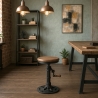 Tabouret vintage de bar industriel réglable avec manivelle Zunor Vente