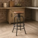 Tabouret de bar vintage industriel réglable avec repose-pieds Klom Vente