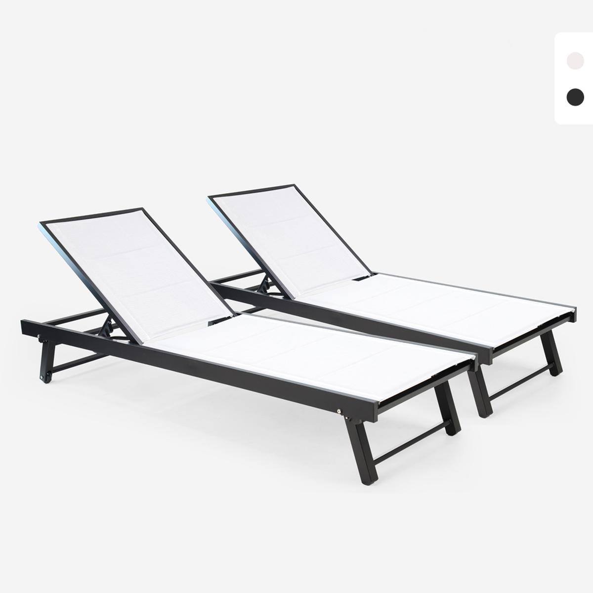 Lot de 2 transats de jardin avec roues réglables en aluminium Rimini Catalogue