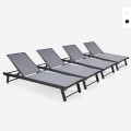 Lot de 4 bains de soleil de jardin en aluminium avec roues Rimini Promotion