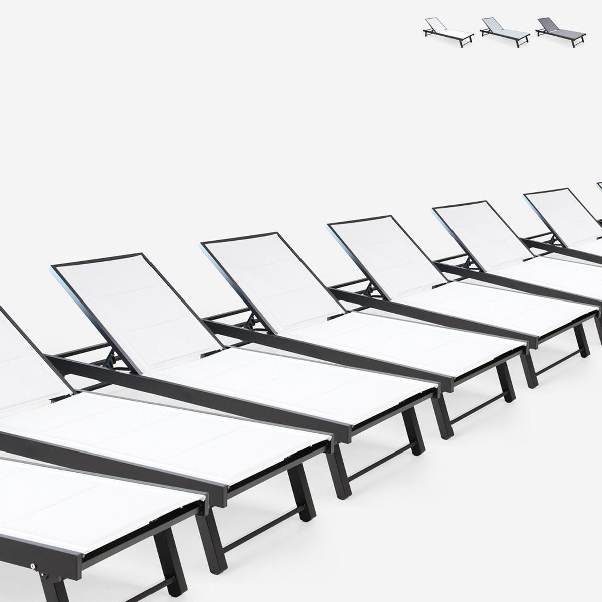 Lot de 20 chaises longues de jardin en aluminium avec roues Rimini