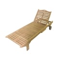 Chaise longue de jardin en teck avec roues et tablette amovible Carloforte Promotion