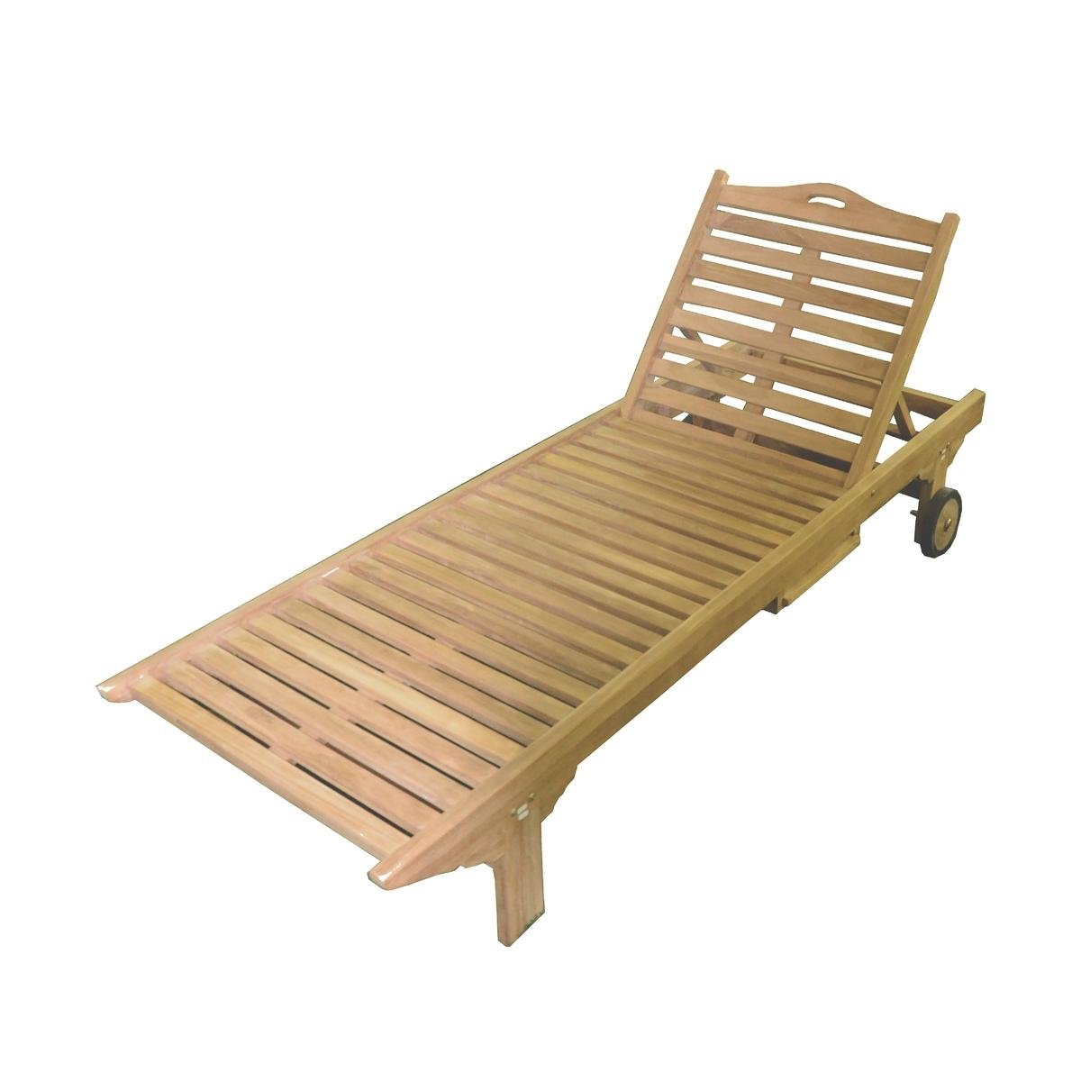 Chaise longue de jardin en teck avec roues et tablette amovible Carloforte