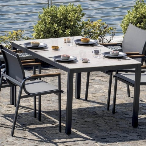 Ensemble de jardin avec table en verre et 4 chaises Tarquinia Promotion
