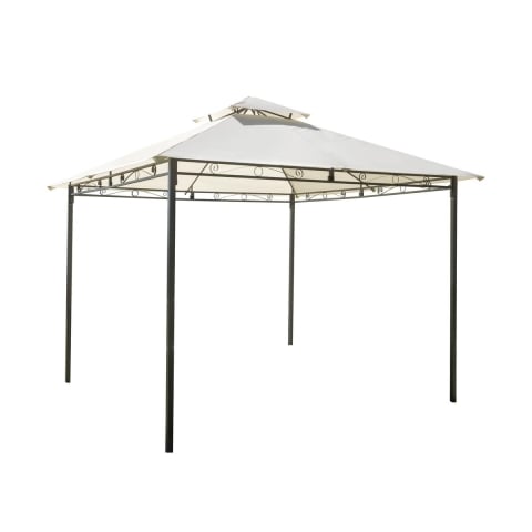 Tonnelle de jardin en fer 3x3 écru anthracite Illinois Promotion