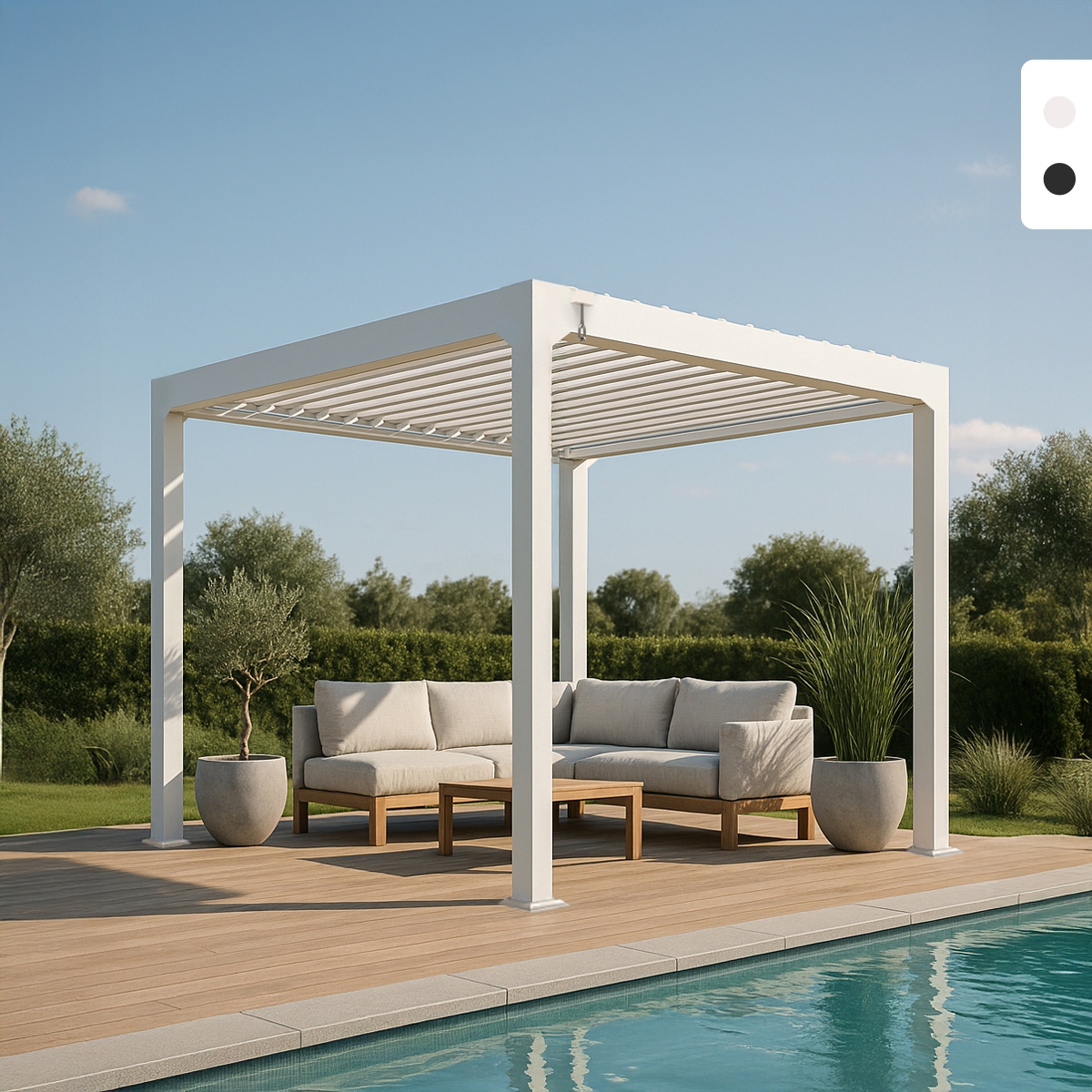 Pergola bioclimatique manuelle de jardin 3x3m en aluminium Guadalupe Promotion Pergola bioclimatique manuelle de jardin 3x3m en aluminium Guadalupe Promotion