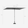 Parasol de jardin droit rectangulaire 3x2 en aluminium bar hôtel Eden 