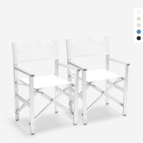 2 Chaises de plage pliantes portables en textilène aluminium Regista Gold Promotion