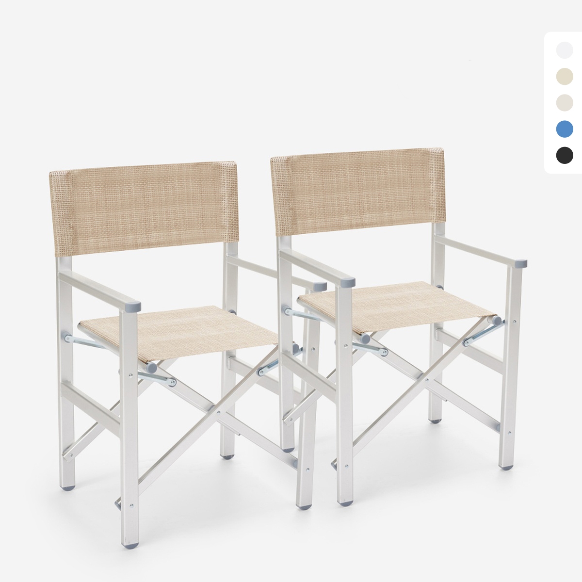 2 Chaises de plage pliantes portables en textilène aluminium Regista Gold Prix