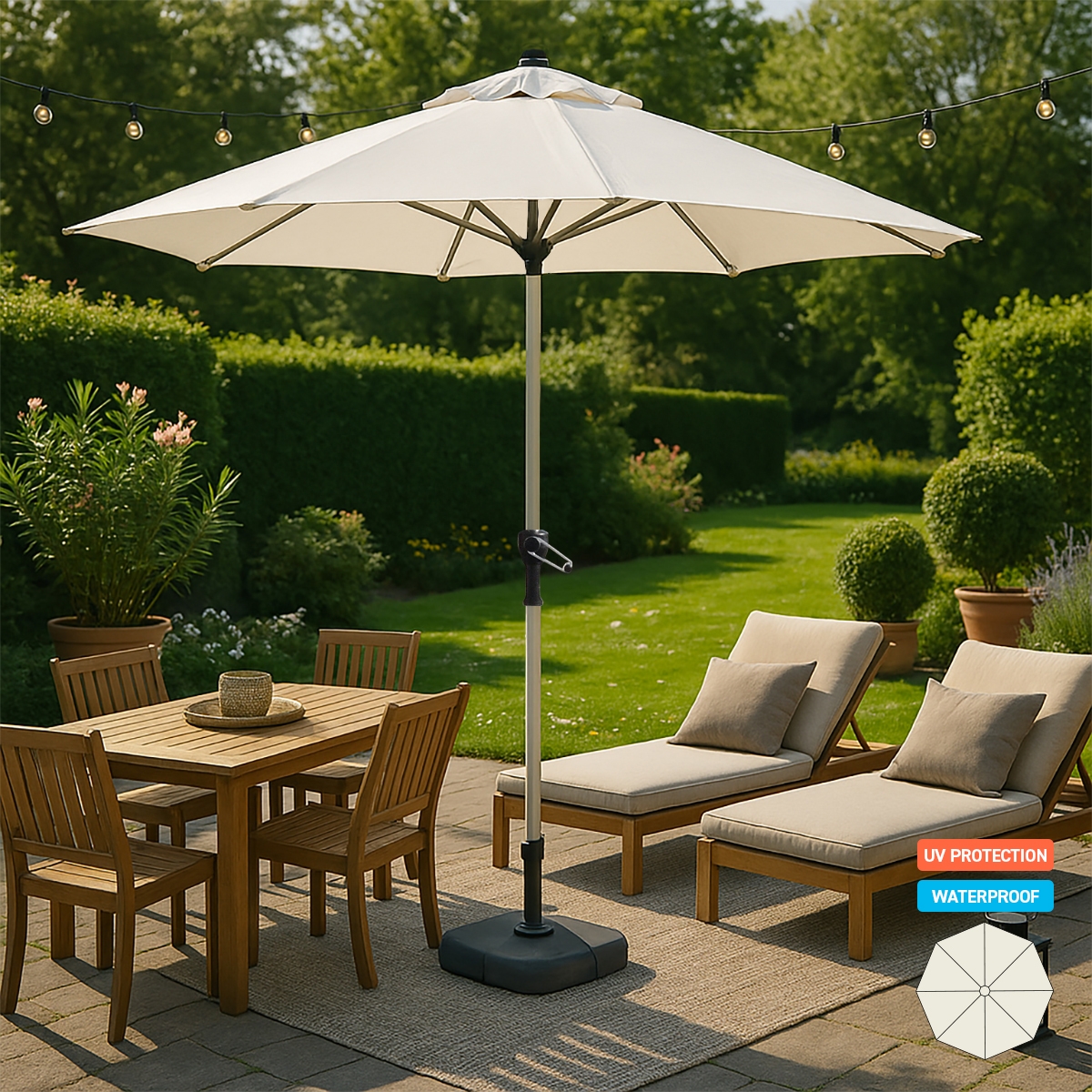 Parasol à mât central 3 mètre terrasse jardin octogonal Eden Promotion Parasol à mât central 3 mètre terrasse jardin octogonal Eden Promotion