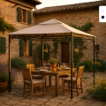 Tonnelle de jardin 3x3 en acier bonnet anti-vent Style Promotion