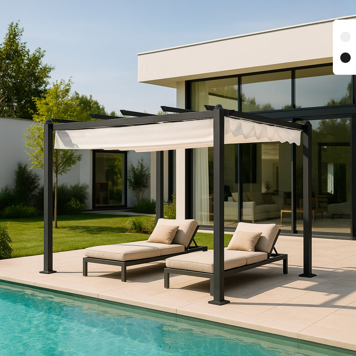 Tonnelle de jardin carrée 3x3 en aluminium bar restaurant hôtel Firenze
