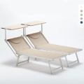 2 Bain de soleil professionnels transat aluminium lits de plage Italia Promotion